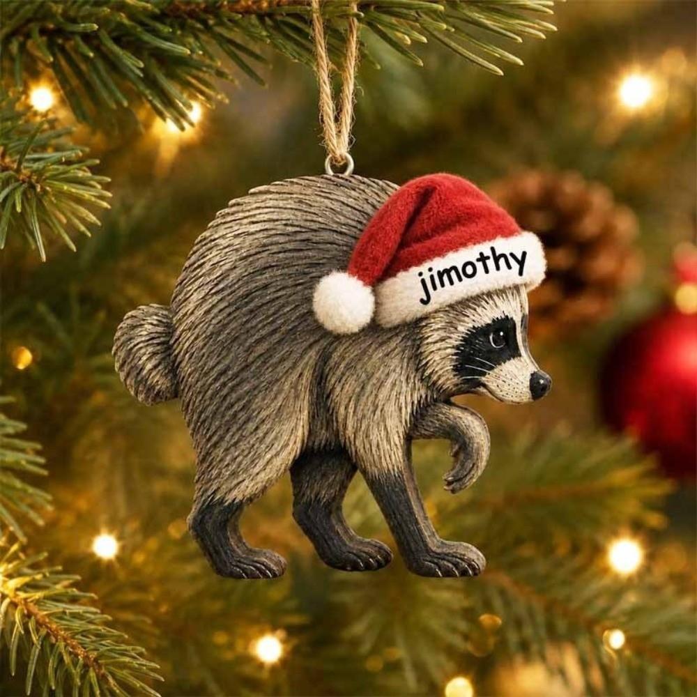 Cute Christmas Tree Pendant 2D Christmas Raccoon Ornament NEW Jimothy Raccoon Ornament Party Decor