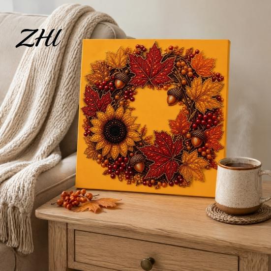 DIY Craft Projects for Kids Pumpkin Faux Pearl Art Kit, Fall Wreath Painting Autumn Harvest Cozy Thanksgiving Decor 3D Bead Kit Adults Beginners, Home