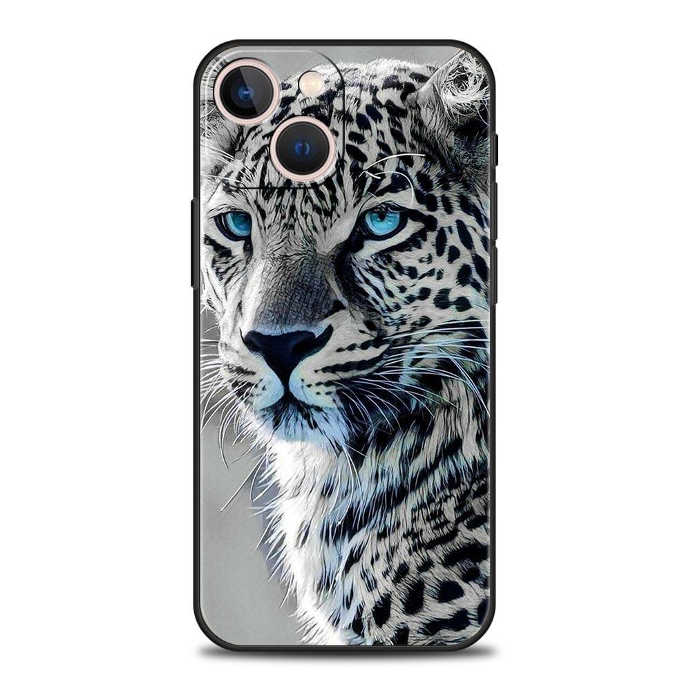 Роскошный чехол для телефона Tiger Lion Leopard для iPhone 13 15 14 12 11 Pro MAX XR X SE XS 7 8 Plus, силиконовый черный защитный чехол