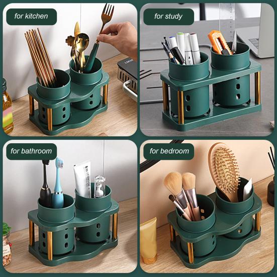 Chopstick Holder with Drainage Holes 2 Grids Large Caliber Orderly Kitchen Chopstick Case Shelf Dining Room Utensil