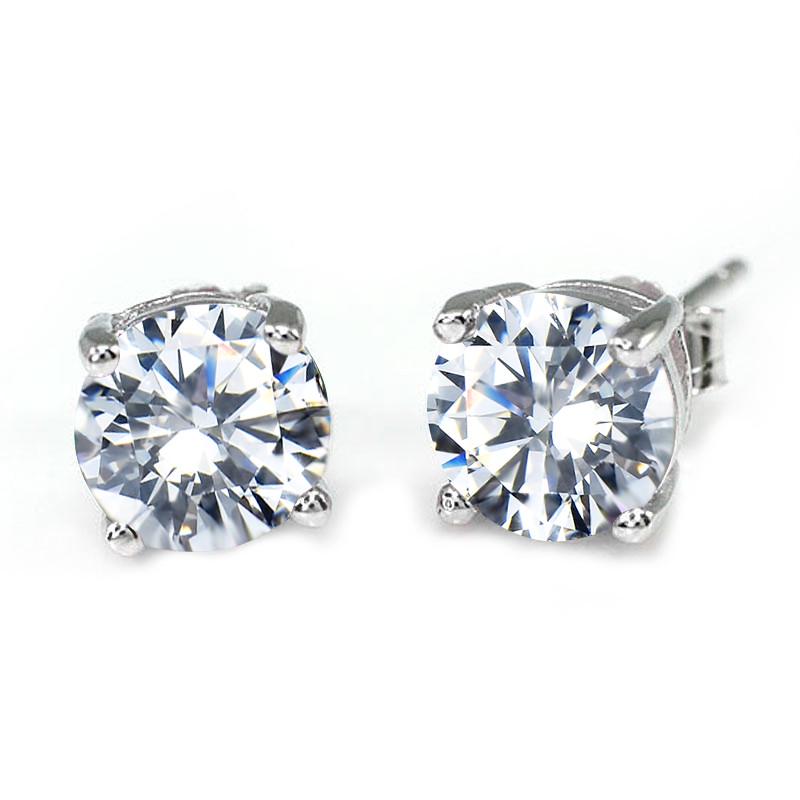 Серьги-гвоздики с камнем, цвета в ассортименте