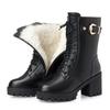 Women's Martin Chunky Heel Mid-Calf Fleece-Lined Boots - Perfect for Spring, Autumn, and Winter