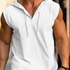 Men's Sleeveless Casual T-Shirt Fitness Sports Drawstring Solid Color Hooded Vest Top