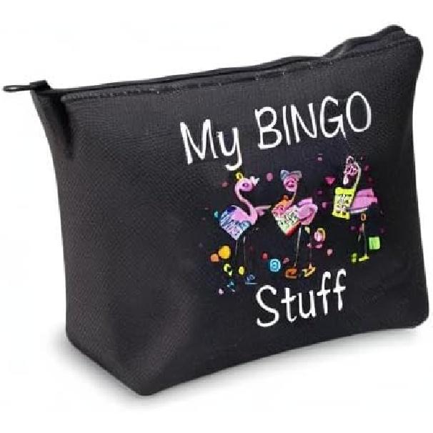 JXGZSO Fun Bingo Cosmetic Makeup Bag - Lucky Bingo Player Gift (Black)