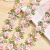 1Yard Pink Trim Crafts Flowers Embroidered Lace For Party Dress Decoration Collars Sewing
