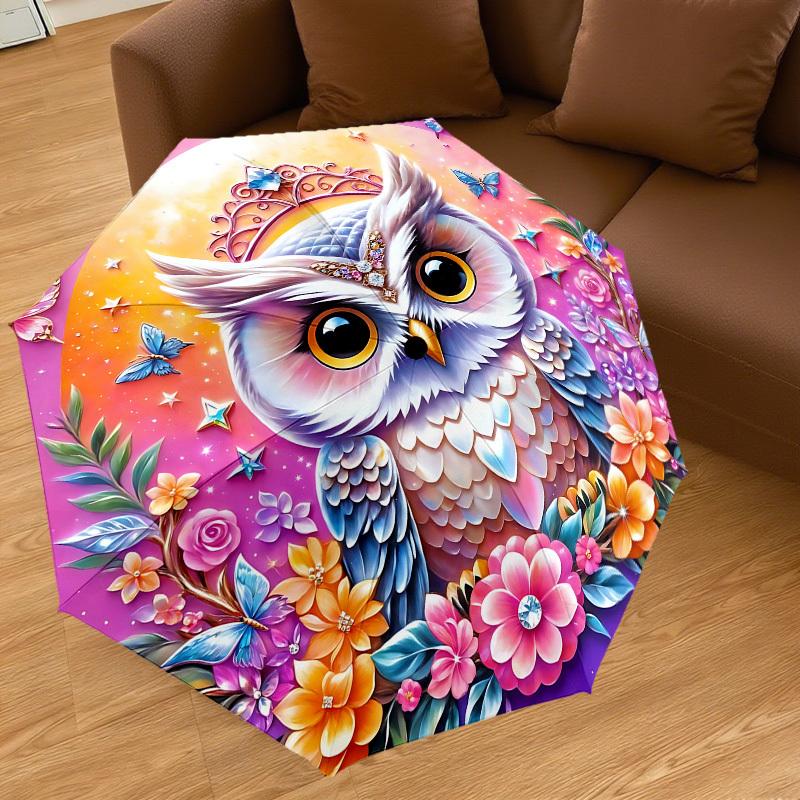 1PC Owl Fantasy Umbrella-8-Rib Reinforced, Automatic Open, Lightweight & Durable, Cute Fashion Accessory for Outdoor-F2630