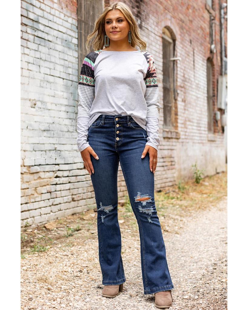 Azura Exchange Джинсы клеш с потертостями