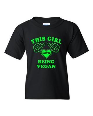 This Girl Loves Being Vegan Vegetarian Novelty Youth Kids T-Shirt Tee Unisex T-Shirt
