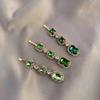 Emerald Rhinestone Retro Hair Clip for Women - Versatile, Elegant One-Word Hairpin for Bangs
