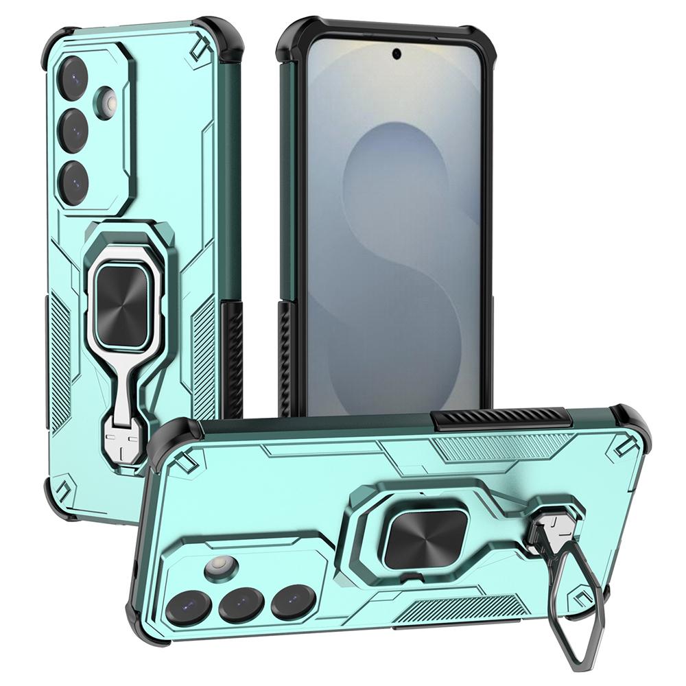 For Samsung Galaxy S25+ Case Rotatable Ring Kickstand PC+TPU Shockproof Phone Cover