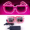 Funny LED Alien Sunglasses Costume Props Black Lens Glowing Light up Glasses for Women Men Boys Girls Halloween Eyewear Supplies
