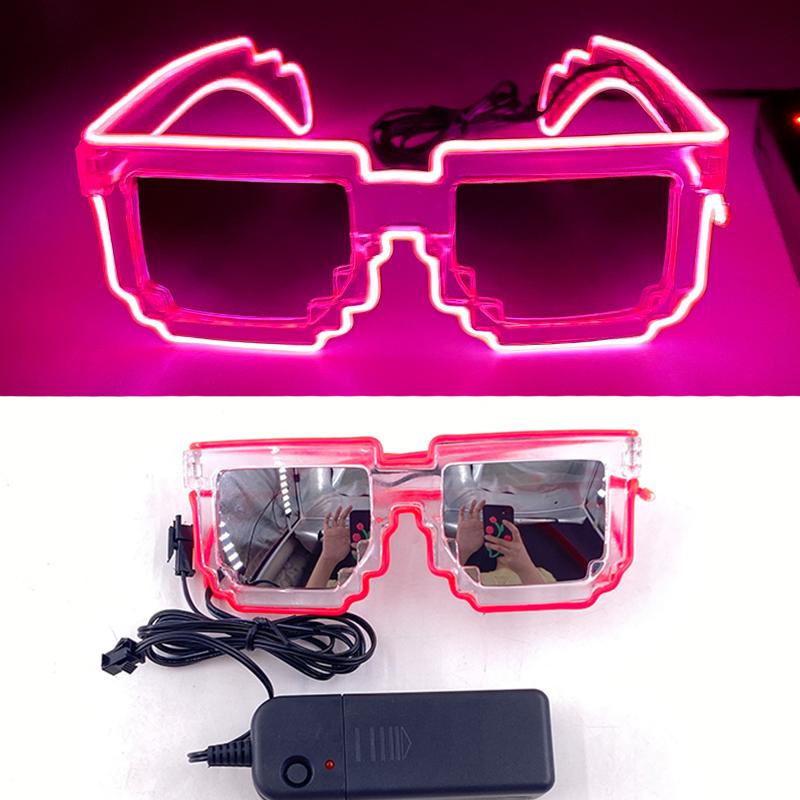 Funny LED Alien Sunglasses Costume Props Black Lens Glowing Light up Glasses for Women Men Boys Girls Halloween Eyewear Supplies