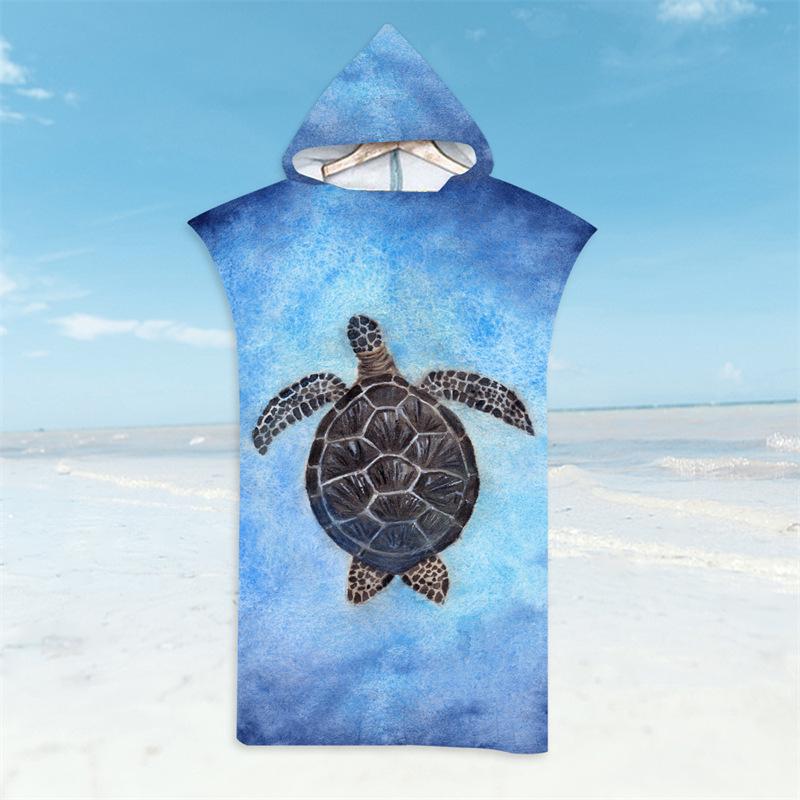 Microfiber Hooded Poncho Quickdry Beach Bathrobe For Adults