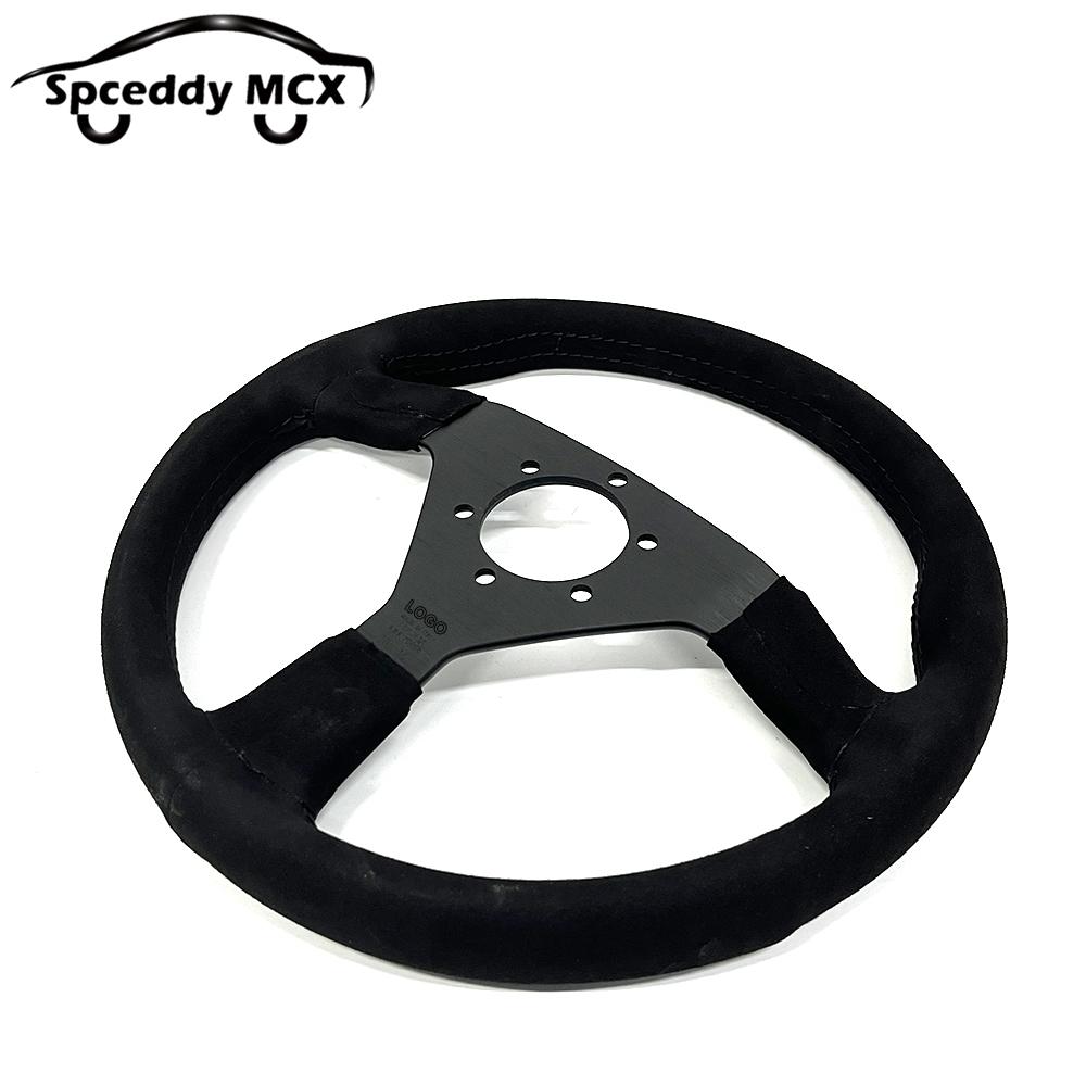 JDM V2 13inch Italy Suede Leather Universal Racing Sport Steering Wheel 320mm Flat Black Red Yellow BlueV232000
