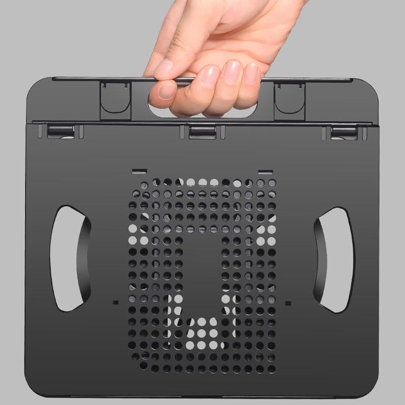 Laptop Holder Silicone PP and ABS Foldable 8 Gears Adjustable Portable Laptop Cooling Stand for Home Working Black