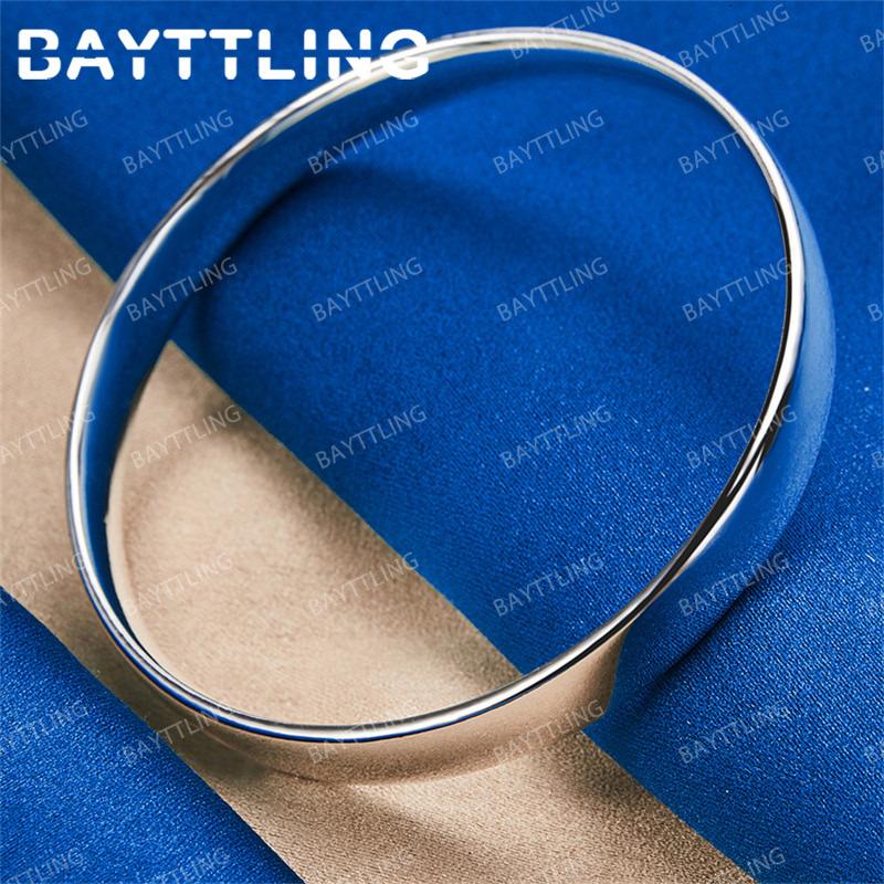 925 Sterling Silver 10mm Simple Bright Wide Bangle Bangle for Women Fashionable Wedding Party Gift Jewelry Accessories