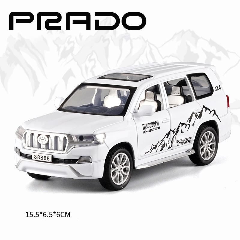 Литая под давлением модель автомобиля Prado в масштабе 1/32, игрушечный автомобиль с откатным механизмом со звуком и светом для детей, коллекция подарков для мальчиков и девочек