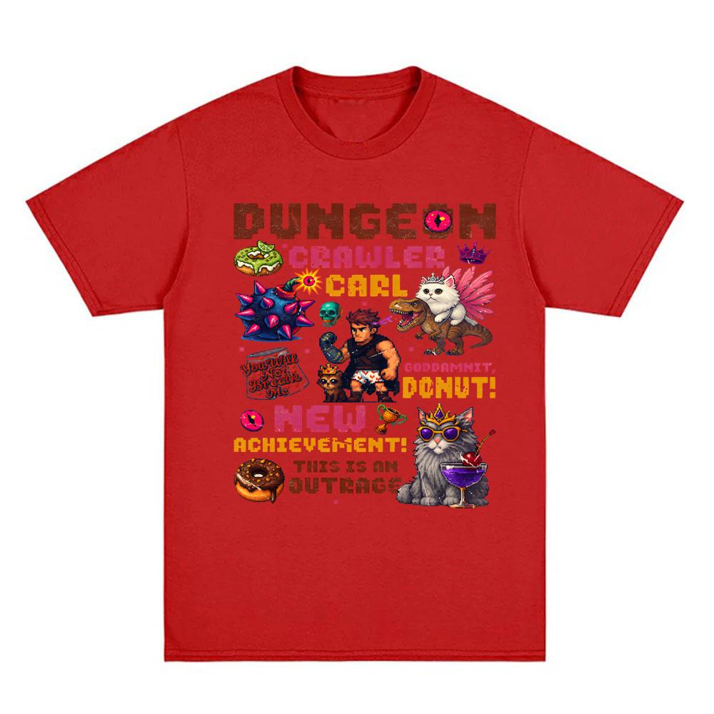 Dungeon Crawler Carl Pixel Art TShirt Summer Casual Oneck Tshirt New Style High Quality 100Cotton Comfortable Short Sleeve