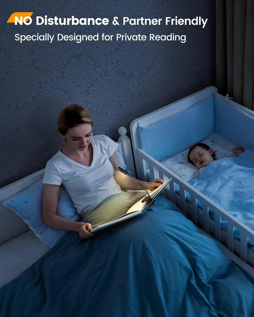 Glocusent Reading Book Reading Clip 3 Levels of USB Rechargeable Hand Working from Musical Easy On the Power Disaster Prevention Light, Light, Light,