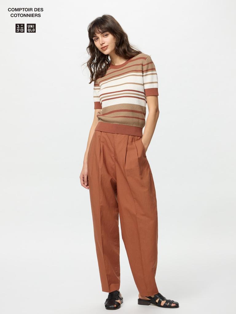 Uniqlo Длинные брюки из японской льняной смеси Barrel Leg