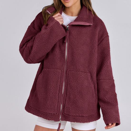 Женское зимнее шерстяное пальто с отложным воротником и карманами, свободная однотонная термозастежка-молния с длинными рукавами, куртка для школы, свиданий, поездок на работу