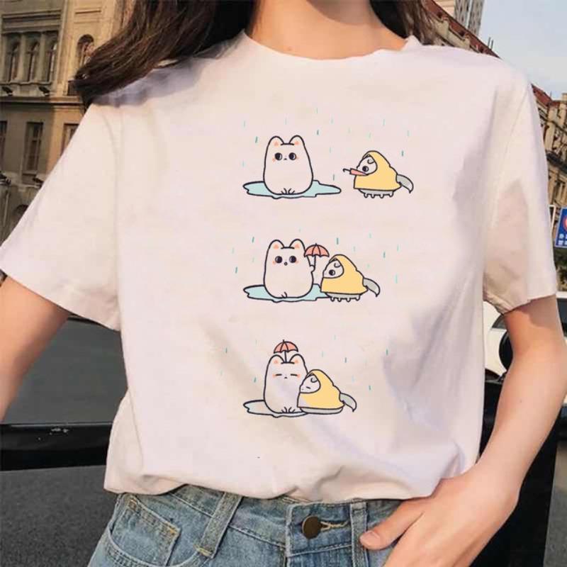 Love Cartoon Parrot Pure Cotton Printed Mens And Womens Fashion Trend Tshirt New Personalized Round Neck Casual Tshirt