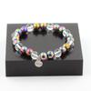 Stones and Minerals. 8 Mm Multicolored Quartz + Hematite Pearl Bracelet. Made In France.