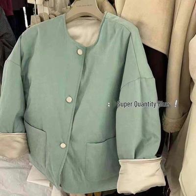 Женская хлопковая куртка в корейском стиле с двусторонней расцветкой колор-блок, осень/зима 2025