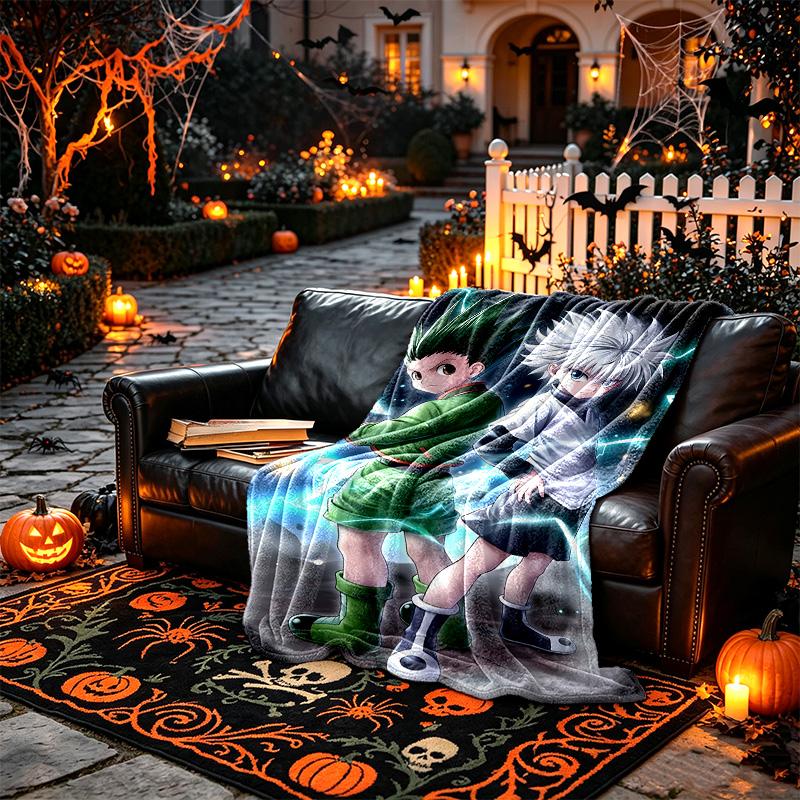 1pc Cozy Print Blanket, Anime Boy Character Blanket Appropriate for Home Picnic and Travel Adventures