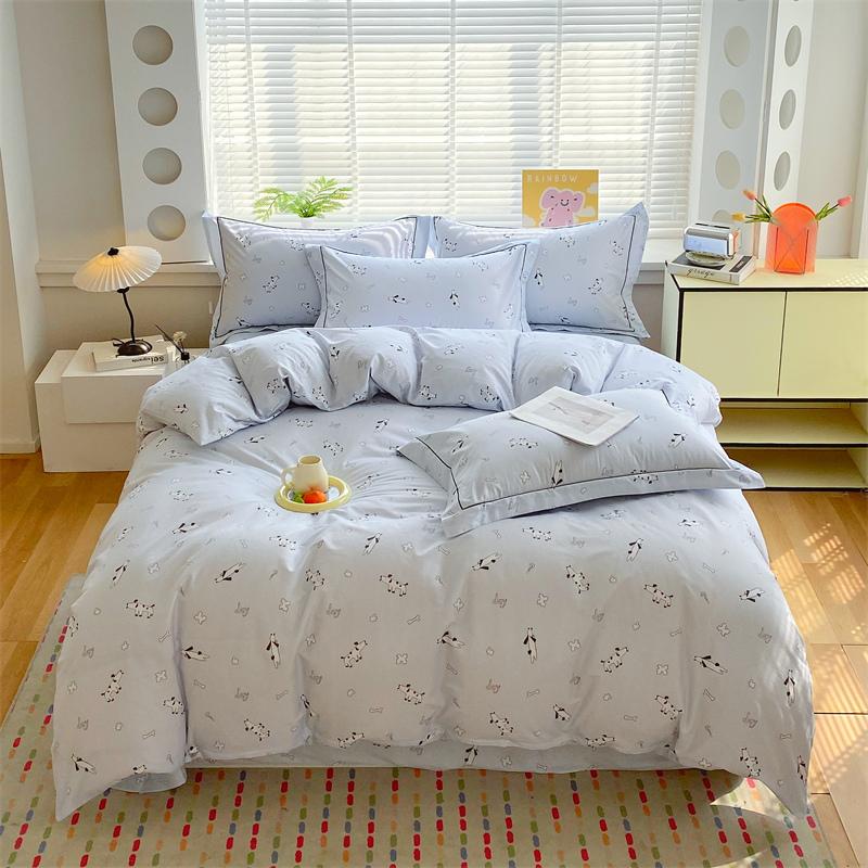 Premium 100% Cotton Bedding Set 3 Piece Duvet Cover Set (1 Duvet Cover 2 Pillowcase) Breathable Hypoallergenic Single/Double Bed
