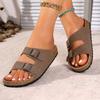 Fashion New Women's Cork Footbed Slippers with Arch Support Summer Slip-On Double Buckle Slide Sandals with Adjustable Buckle
