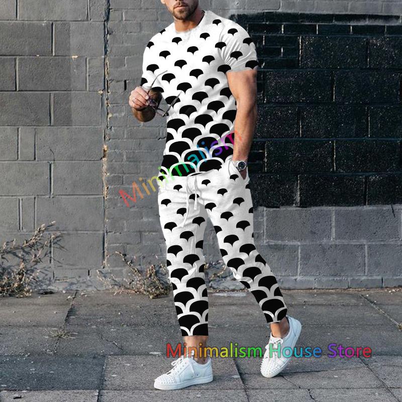 Покер J 3D Принт Мужской Спортивный Костюм Комплект Джоггер Одежда Для Мужчин Повседневный Костюм Футболки с Коротким Рукавом+Брюки 2 Предмета Уличная Одежда