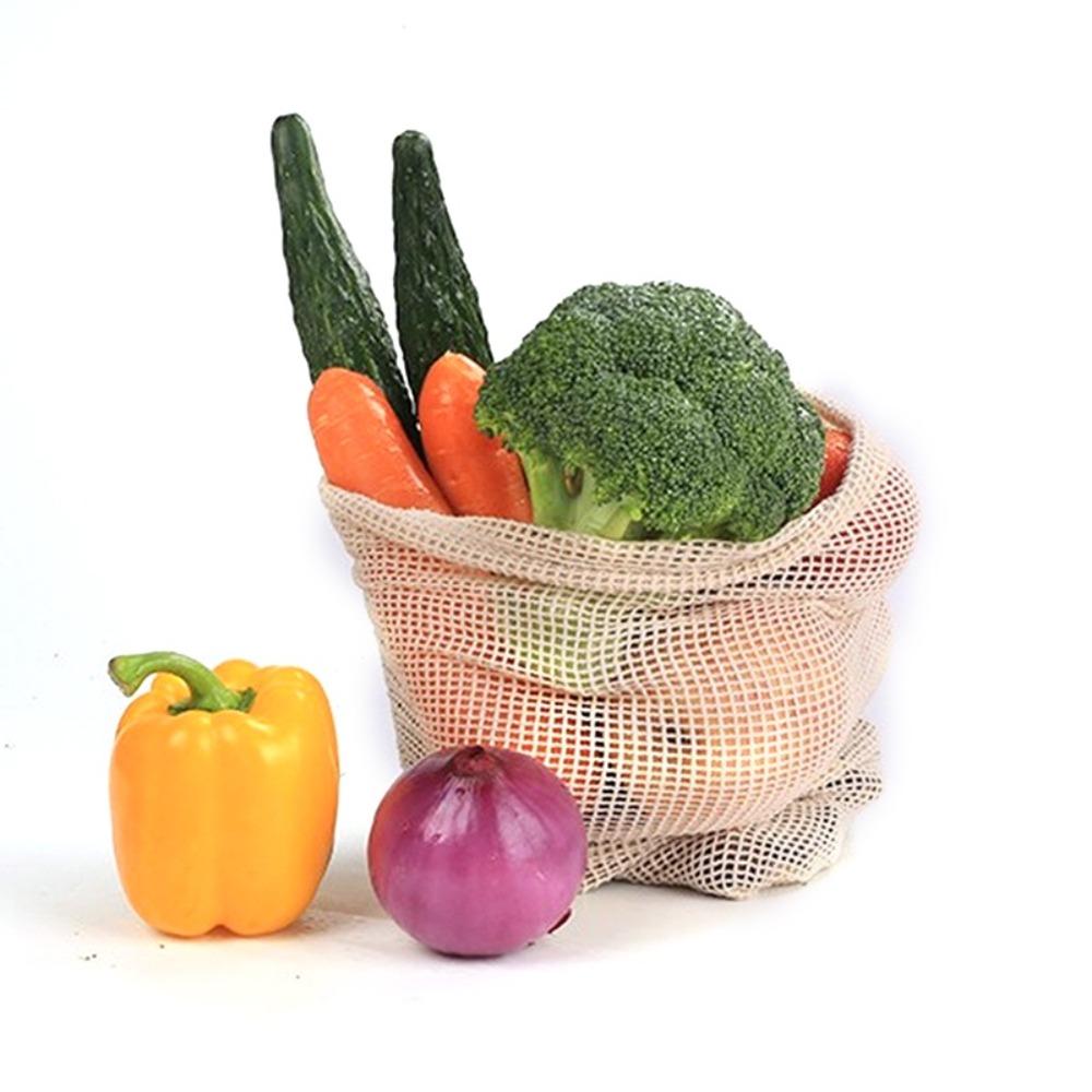 Reusable Cotton Mesh Bag Light Weight Drawstring Bag New Mesh Shopping Bag