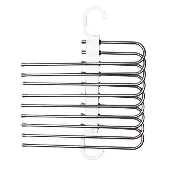 Multi-layer Trouser Rack Storage Holder Anti-Slip Foldable Design Versatile Stainless Steel Anti-Slip Clothes Hanger Scarf Holder