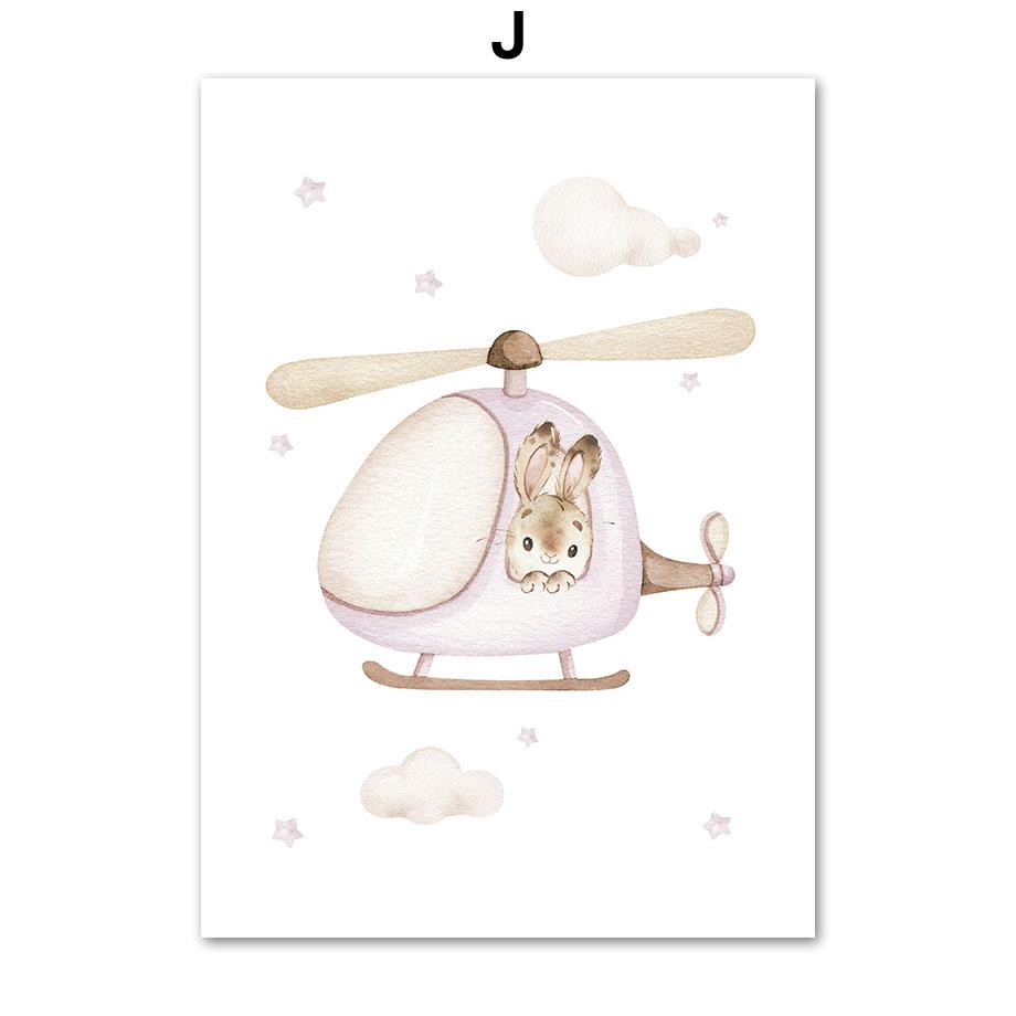 Летающие животные самолет воздушный шар дирижабль детская настенная живопись на холсте плакат на скандинавскую тему и принт девушка комната домашний декор