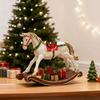 Yousheng Hand-painted Rocking Horse Statue Vintage Wooden Horse Figurine Resin Pony Sculpture Home Office Desktop Decoration Ornament