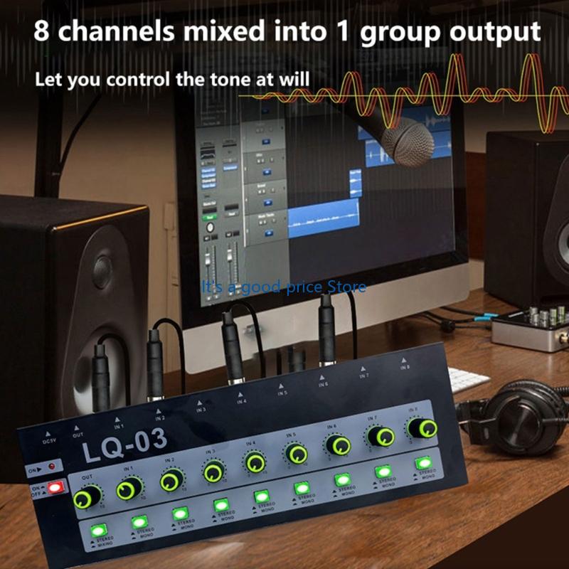 4/8-канальная консоль для микрофонов с металлическим корпусом и разъемами 6,35 мм для музыкантов и стереоинженеров в дороге