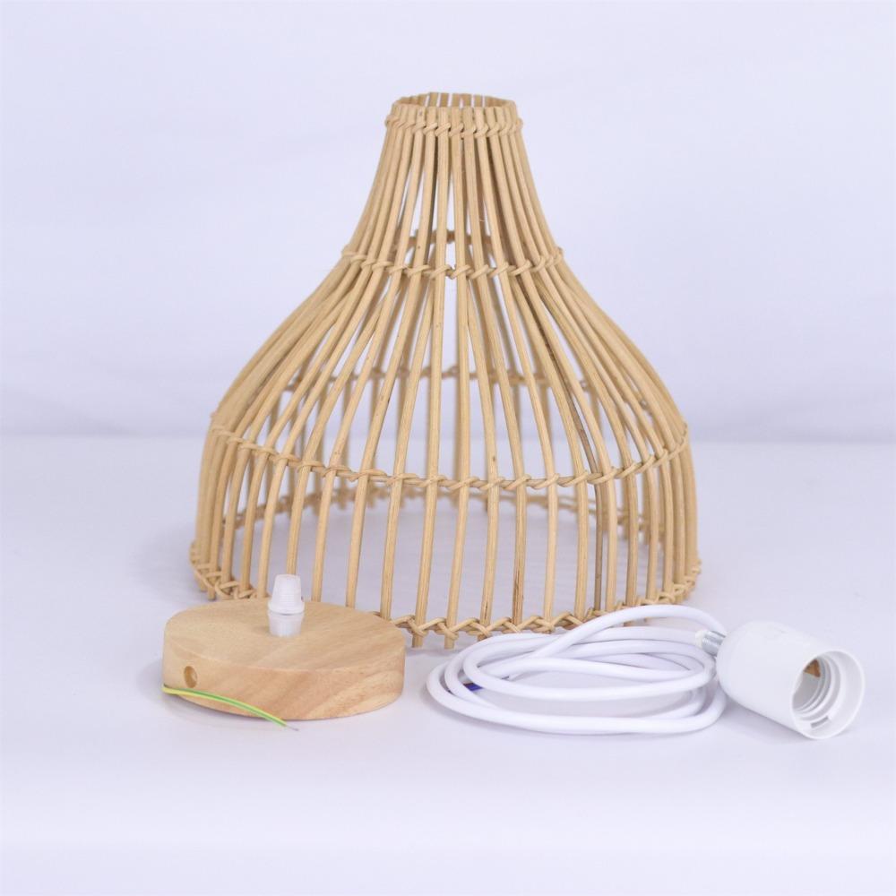 Pendant Light Rattan Weave Chandelier Rattan Boho Bamboo 24CM Lampshade Vintage Ceiling Lamp Decoration Ceiling Light for Home