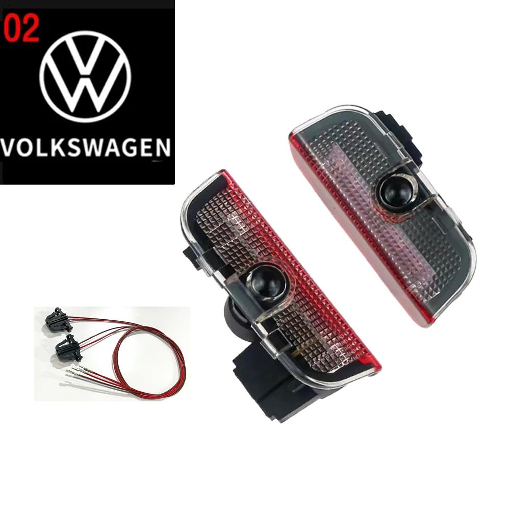 For VOLKSWAGEN VW 2PCS Led Car Door Welcome Lamp Laser Projector Logo Night Light For VW Volkswagen Golf Sagitar Phideon Touareg