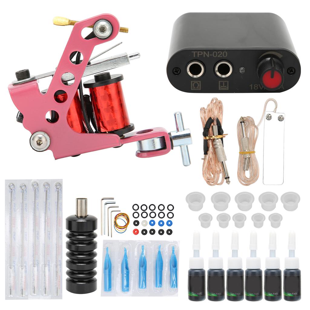 Набор для татуировки с катушкой, блок питания, педаль, шнур, игла для татуировки, набор для начинающих