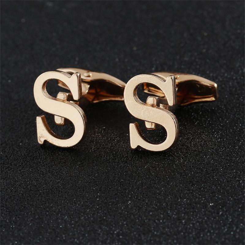 Эксклюзивные мужские запонки в виде золотых букв алфавита - Элегантный дизайн для французских рубашек