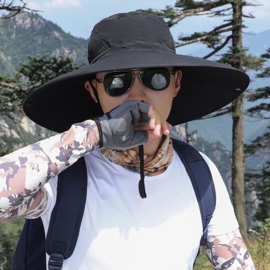 Мужская шляпа рыбака с большой полостью, защитой от ультрафиолета и солнечных лучей, с сеткой, ветрозащитным ремешком, защитой полей, быстросохнущая