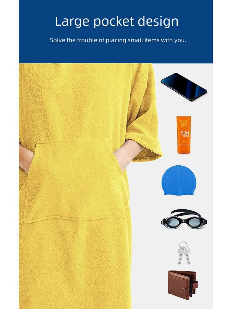 Унисекс быстросохнущее полотенце из микрофибры с капюшоном для пляжа, серфинга и плавания