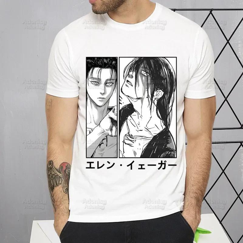 Футболка Shingeki No Kyojin Мужская Короткий Рукав Футболка Attack On Titan Homme Манга Унисекс Микаса Эрен Йегер Свобода Футболка Футболки