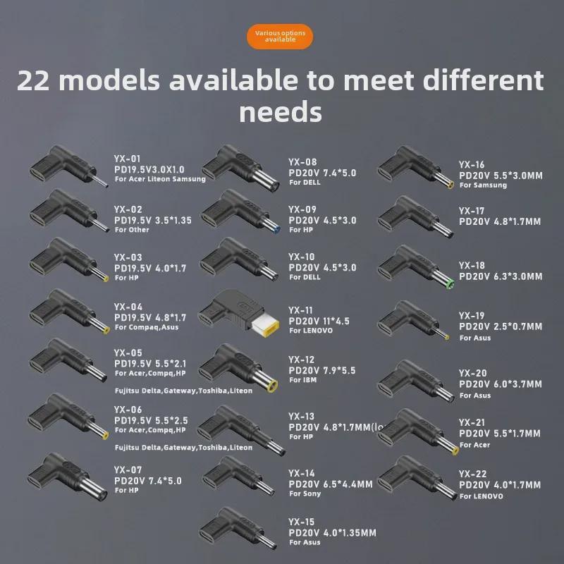 Универсальный адаптер Type-C - DC 20 В для ноутбуков Dell, HP, Lenovo, Asus