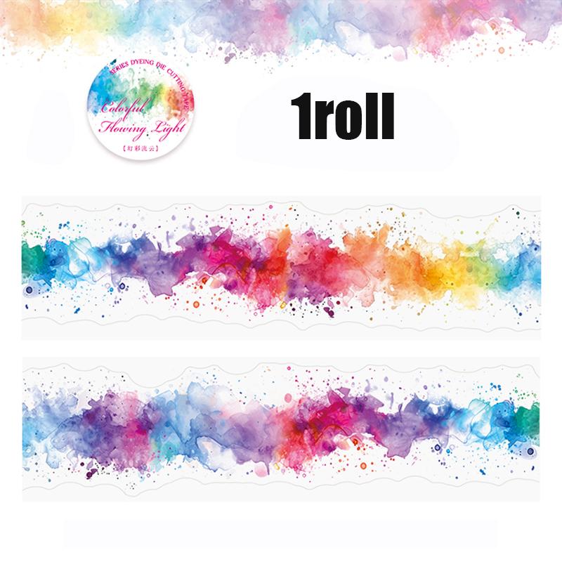 1 рулон радужной градиентной вырубной ПЭТ-ленты для скрапбукинга, DIY-журнала, коллажного искусства, украшения чехла для телефона, блокнота, подарок, рукоделие