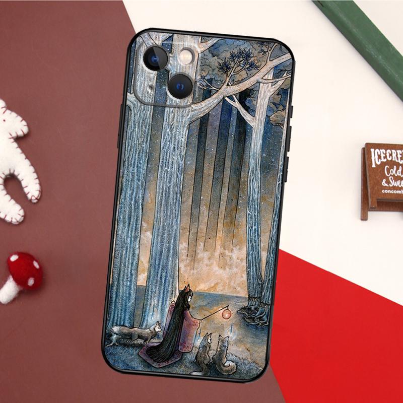 Китцунэ Арт Чехол для Лисы для iPhone 11 12 13 14 16 15 Pro Max Plus Mini X XR XS Max 7 8 Задняя крышка