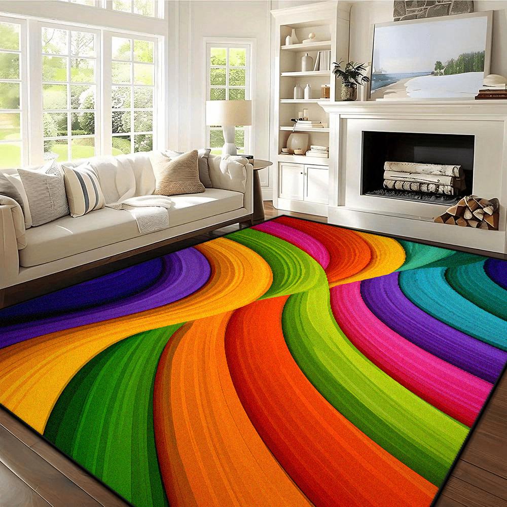 Multicolour Abstract Rugs for Bedroom Carpets for Living Room Easy Care Cloakroom Non-slip Floor Mat Large Area Lounge Carpet