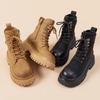 Женские ботинки Мартин осень-зима новые из мягкой кожи удобные бархатные короткие ботинки на толстой подошве с увеличением роста ботинки-локомотивы