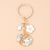 Cute Enamel Cartoon Animal Rabbit Cat Keychain Women Girls Flower Key Ring Pendants Handbag Decor DIY Handmade Jewelry Gifts